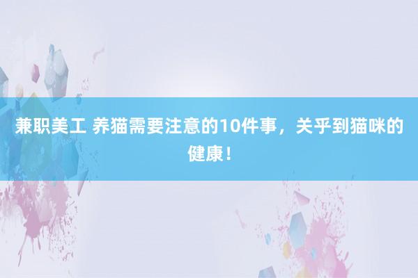 兼职美工 养猫需要注意的10件事，关乎到猫咪的健康！