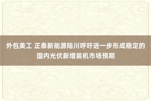 外包美工 正泰新能源陆川呼吁进一步形成稳定的国内光伏新增装机市场预期