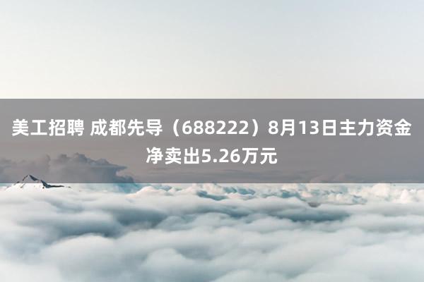 美工招聘 成都先导（688222）8月13日主力资金净卖出5.26万元