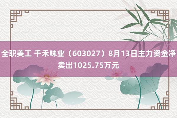 全职美工 千禾味业（603027）8月13日主力资金净卖出1025.75万元