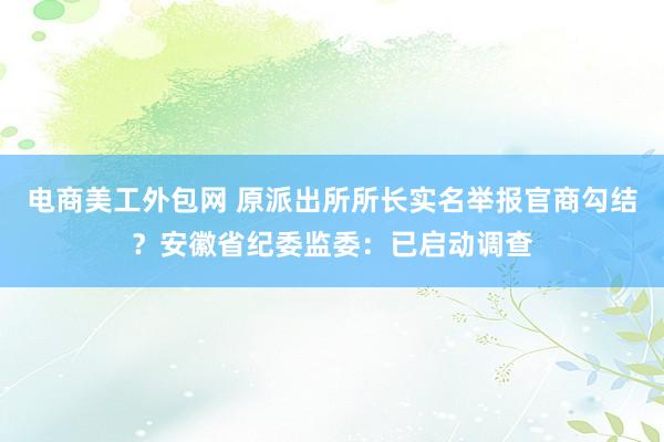 电商美工外包网 原派出所所长实名举报官商勾结？安徽省纪委监委：已启动调查