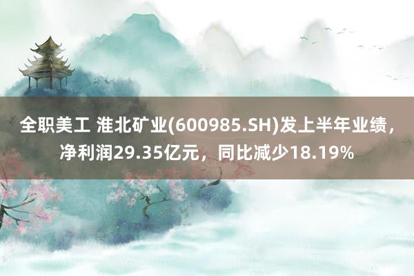 全职美工 淮北矿业(600985.SH)发上半年业绩，净利润29.35亿元，同比减少18.19%