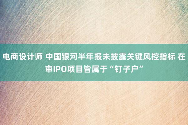 电商设计师 中国银河半年报未披露关键风控指标 在审IPO项目皆属于“钉子户”